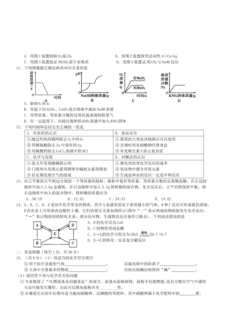 九年级化学下学期第一次调研试卷_第2页