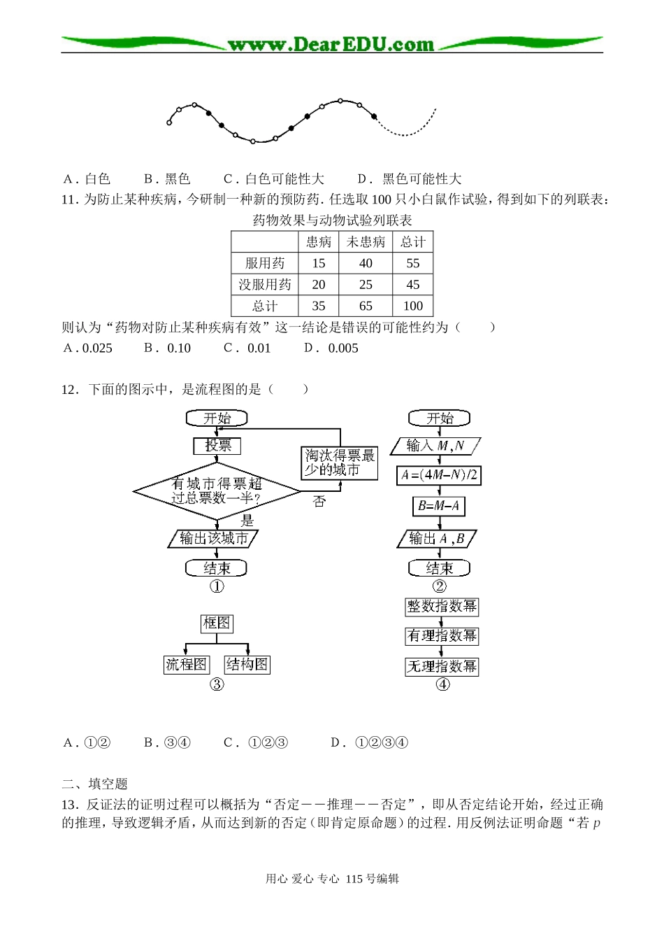 高中新课标高二数学选修（1-2）综合测试题_第3页