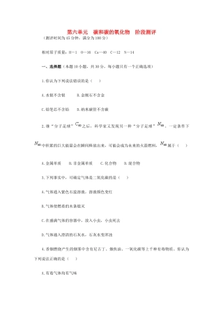 九年级化学上册 第六单元　碳和碳的氧化物阶段测评 新人教版试卷