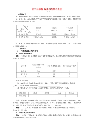 初三化学酸 碱指示剂学习点拨 学法指导 不分版本 试题