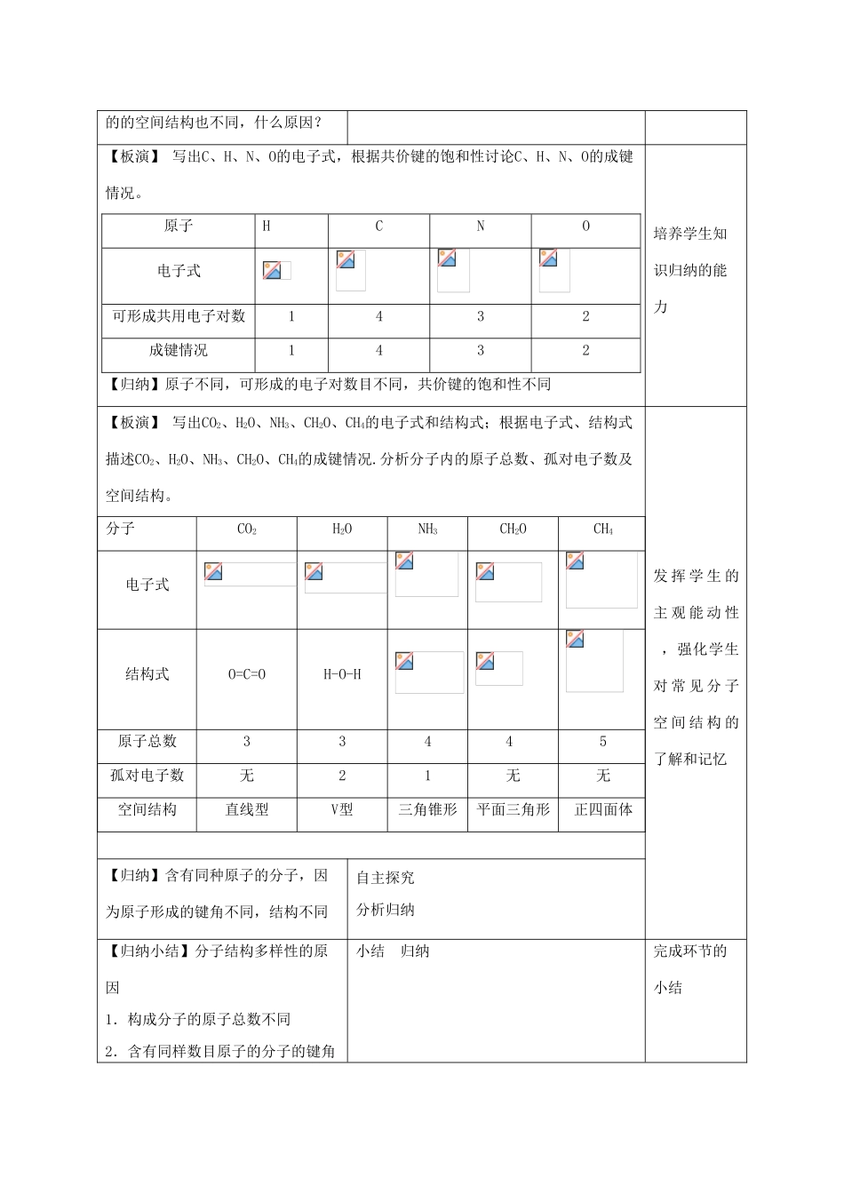 高中化学《分子的立体结构》导学案 新人教版选修4_第2页