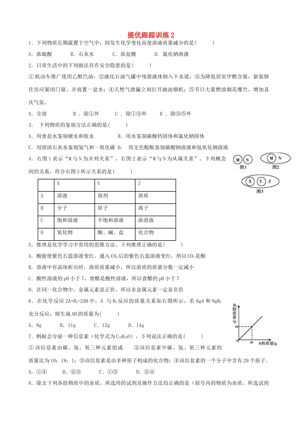 九年级化学下学期提优跟踪训练2试卷_第1页