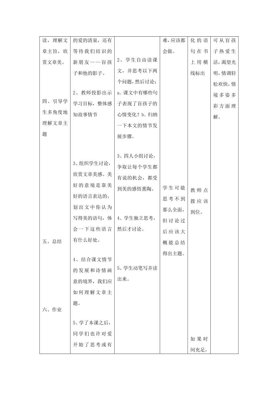 《盲孩子和他的影子》教学设计4_第2页
