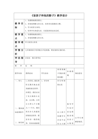 《盲孩子和他的影子》教学设计4