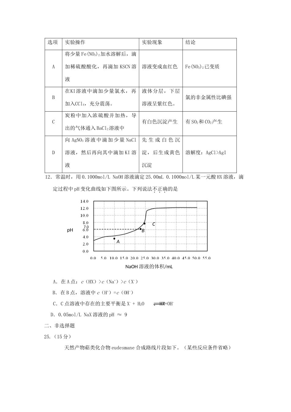 北京市昌平区高三化学二模试题-人教版高三全册化学试题_第2页