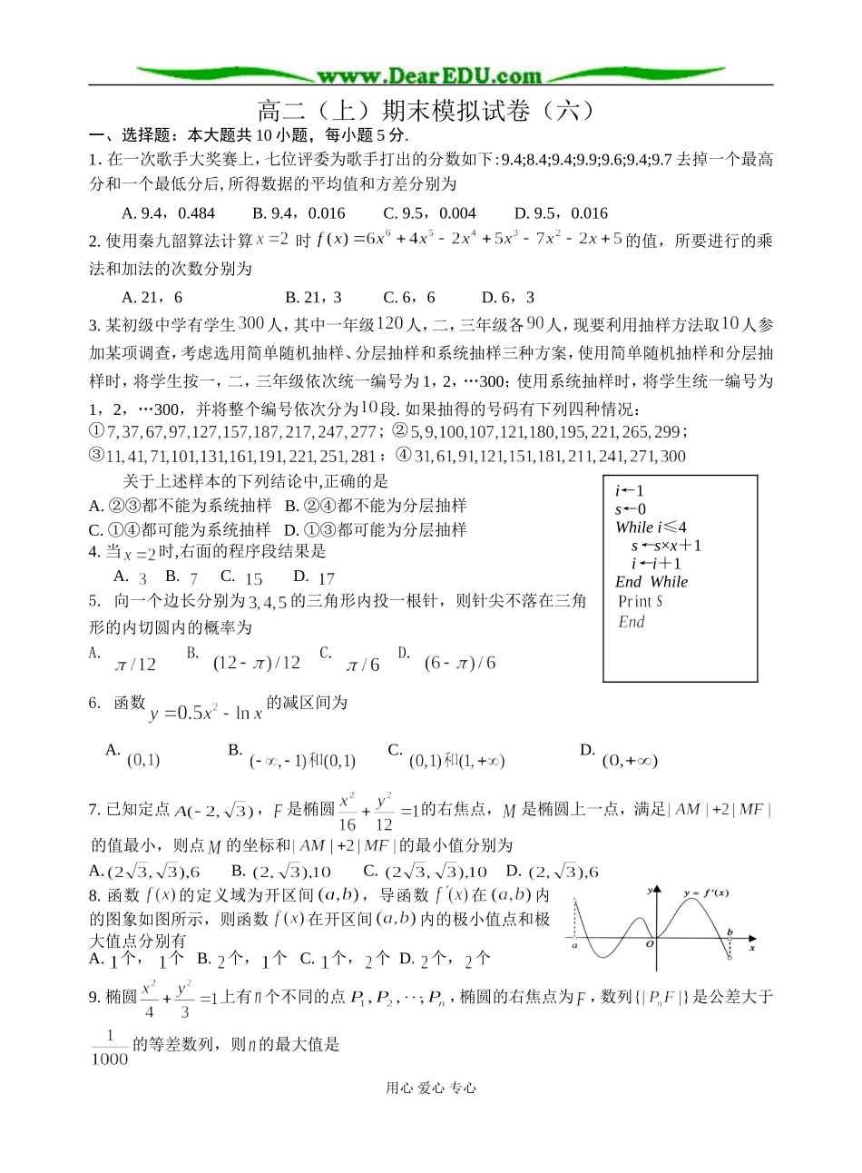 高二（上）期末模拟试卷（六）_第1页