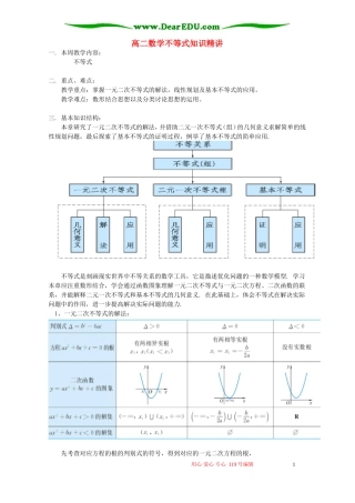 高二数学不等式知识精讲 苏教版