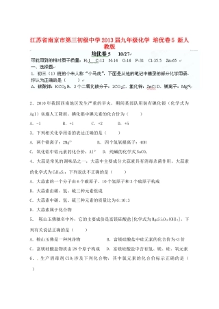 九年级化学 培优卷5 新人教版试卷