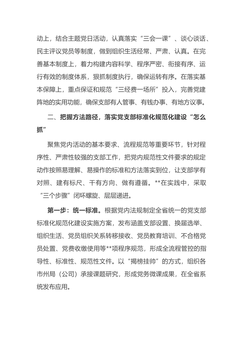 国企党建工作经验交流：以标准化规范化提升党支部组织力_第2页