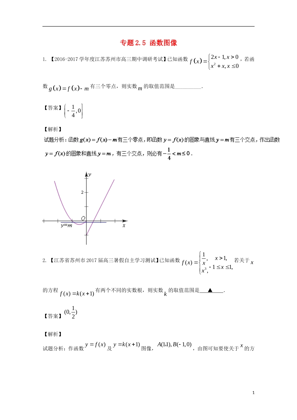（江苏版）高考数学一轮复习 专题2.5 函数图像（练）-江苏版高三全册数学试题_第1页