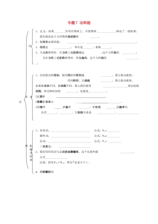 北京市中考物理总复习 专题7 功和能知识点(无答案) 试题