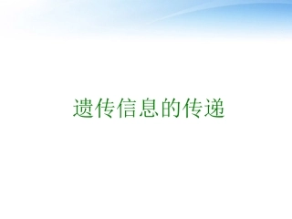 高中生物《遗传信息的传递》课件5-浙科版必修2