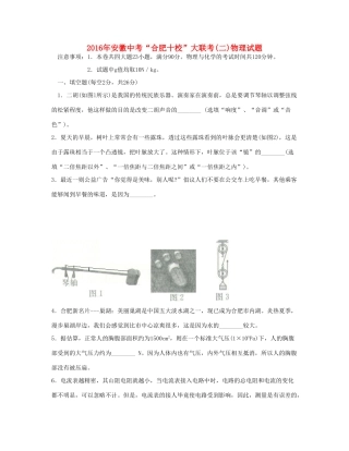 中考物理大联考试卷(二) 新人教版试卷
