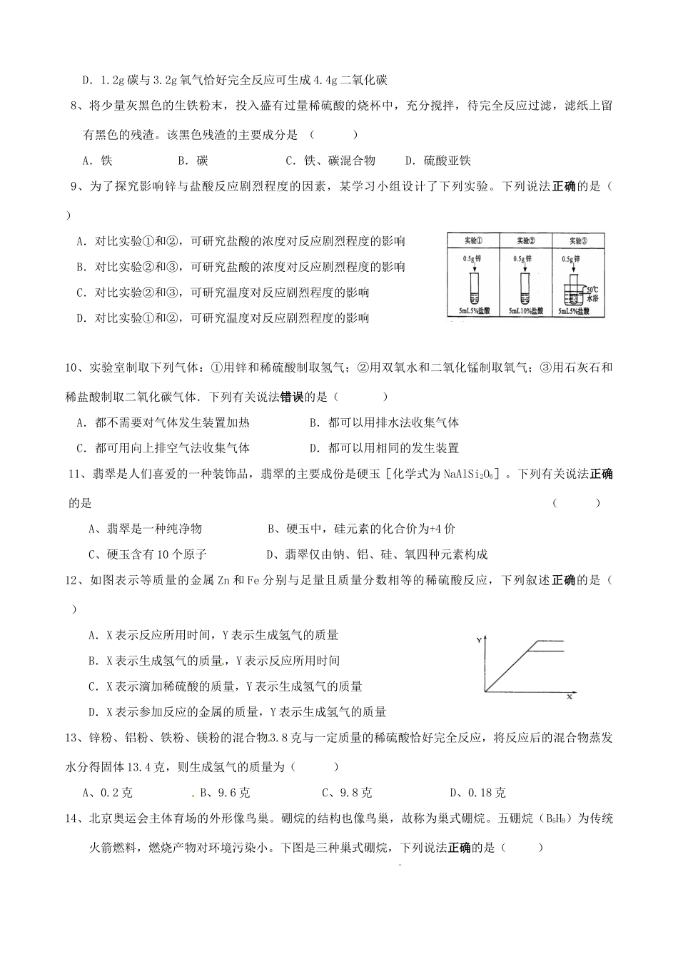 九年级化学双休日作业12试卷_第2页