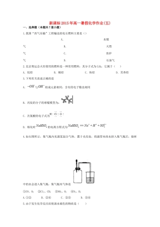 （新课标）高一化学暑假作业（五）-人教版高一全册化学试题