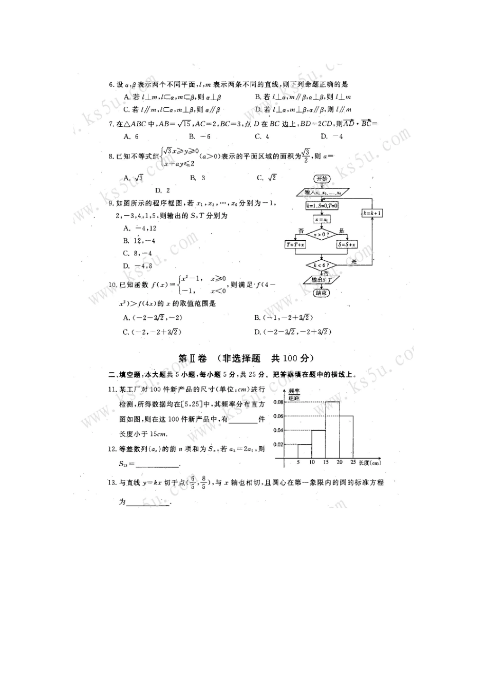 安徽省宣城市高三数学第二次调研测试卷 文试卷_第2页