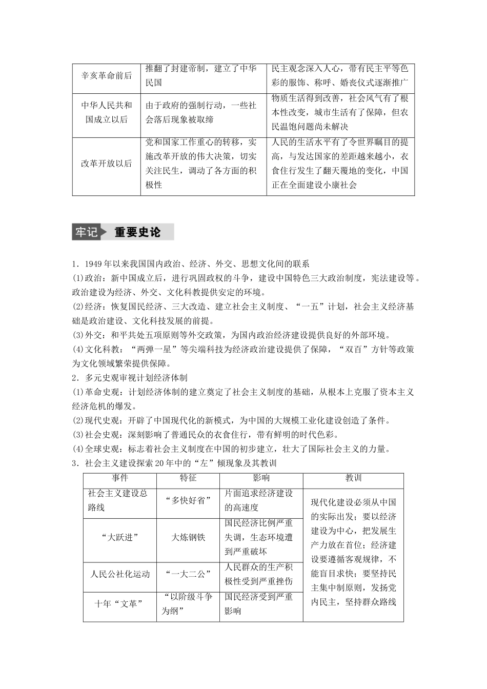 （浙江选考）高考历史总复习 专题11 中国社会主义建设道路的探索和近现代社会生活的变迁专题小综合-人教版高三全册历史试题_第3页