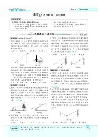九年级数学上册 46 利用相似三角形测高习题(pdf)(新版)北师大版试卷