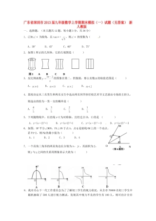 九年级数学上学期期末模拟试卷(一)试卷 新人教版试卷