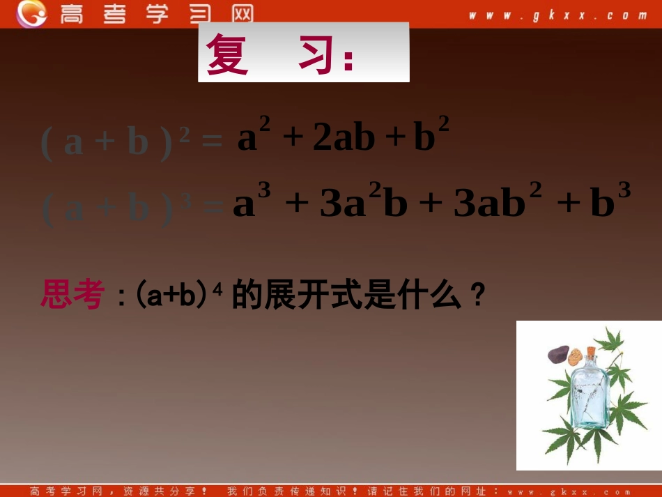 高二数学新课程1.3.1《二项式定理(一)》_第2页