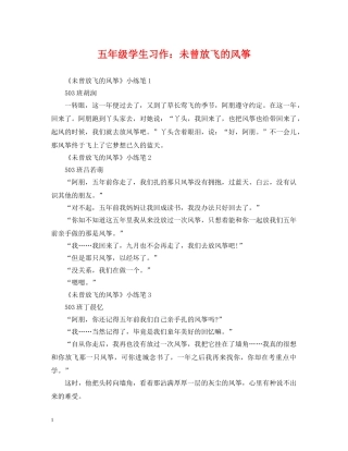 五年级学生习作：未曾放飞的风筝
