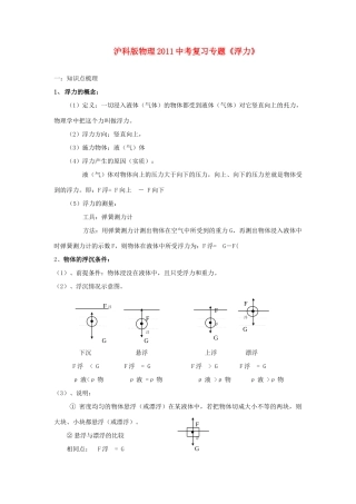 中考物理复习专题 (浮力)沪科版试卷