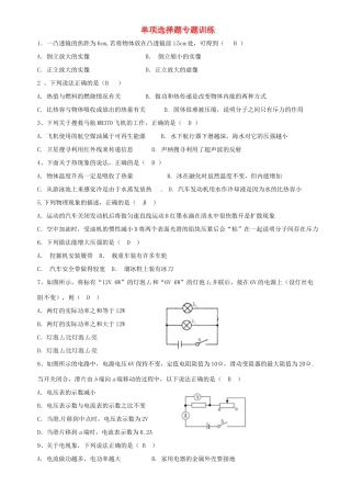 中考物理专题复习 选择题试卷