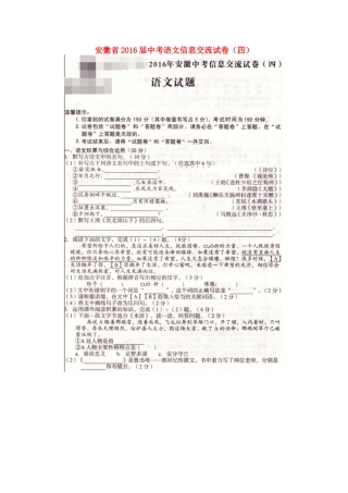 中考语文信息交流试卷(四)试卷