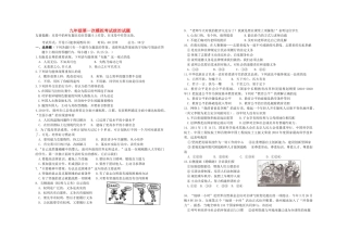 九年级政治第一次模拟考试卷  苏教版试卷
