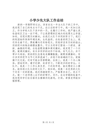小学少先大队工作总结 