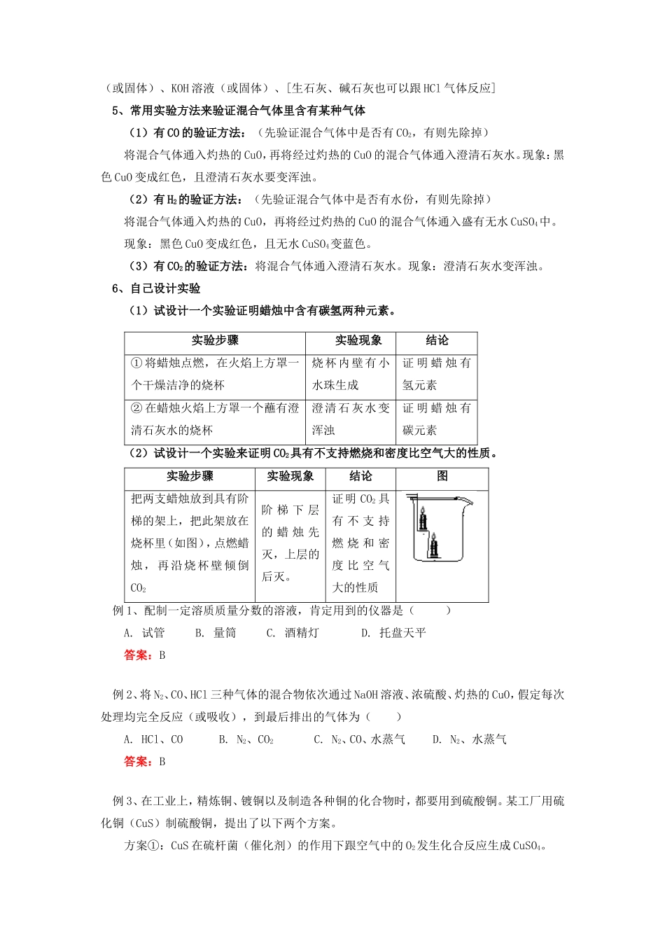 初三化学总复习 解题技巧和说明二 上海科技版 试题_第2页