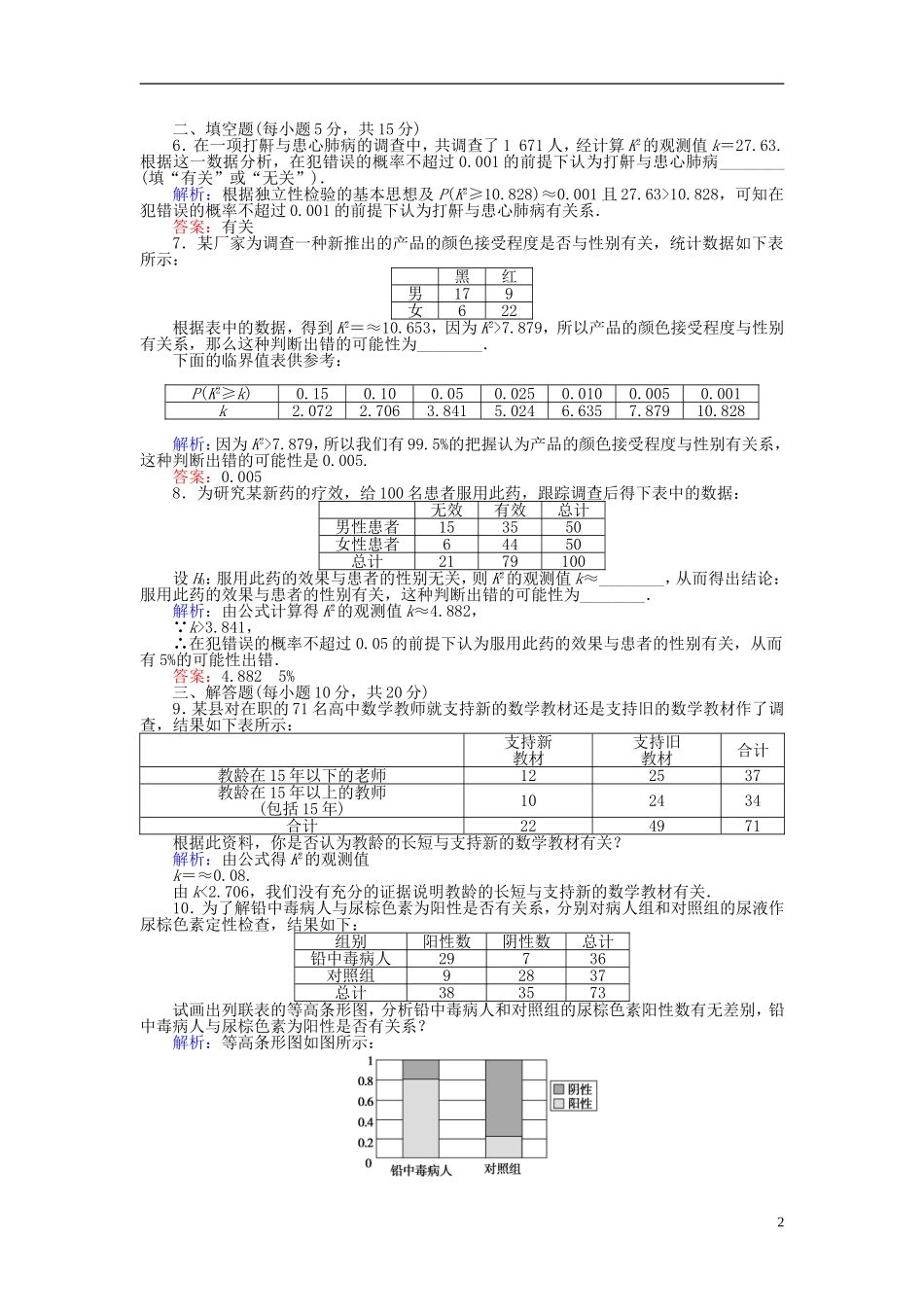 高中数学 第三章 统计案例 课时作业18 回归分析的基本思想及其初步应用 新人教A版选修2-3-新人教A版高二选修2-3数学试题_第2页