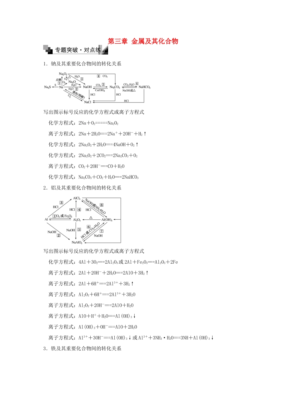 高中化学 第三章 金属及其化合物章末专题复习练习 新人教版必修1-新人教版高一必修1化学试题_第1页