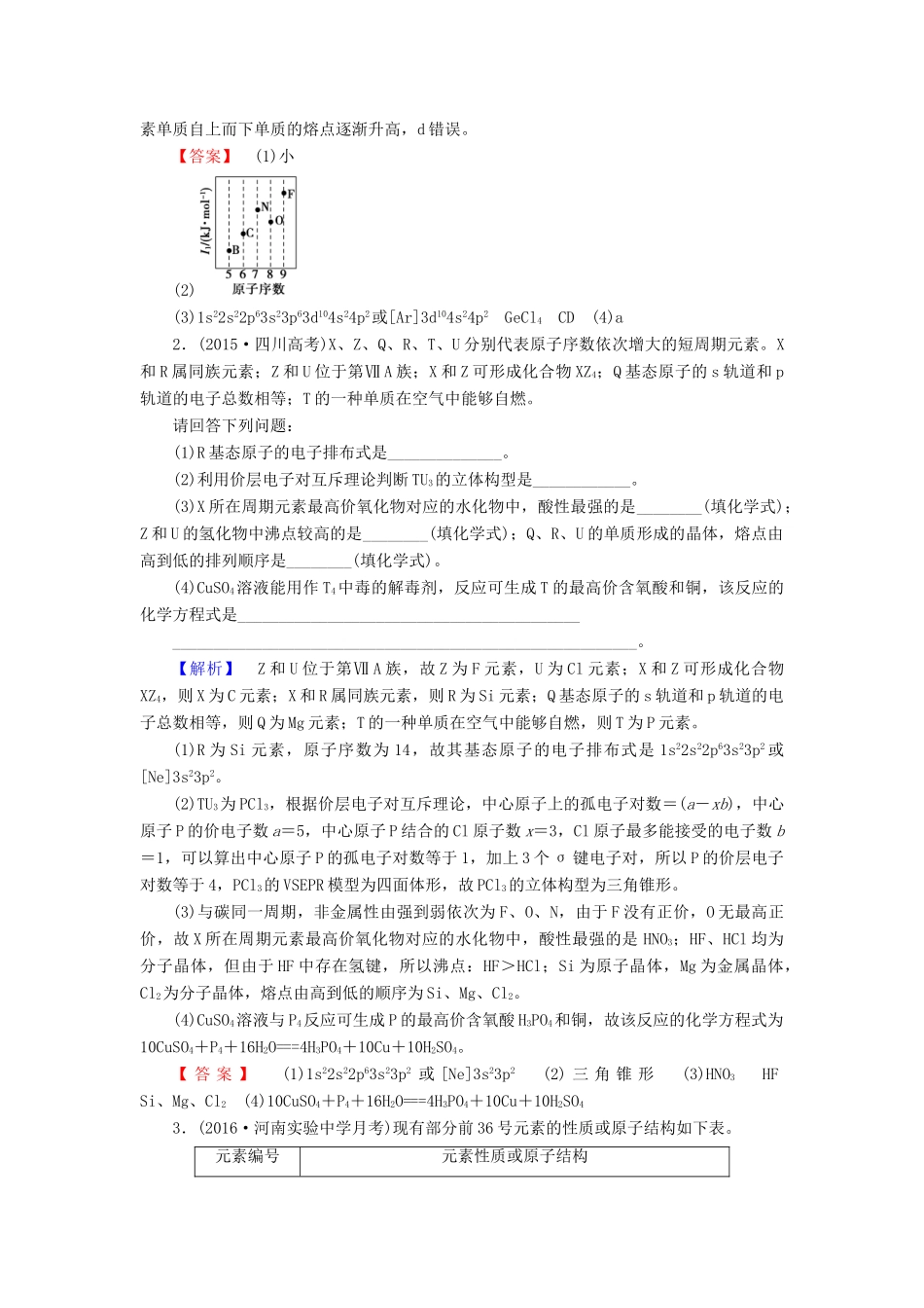 新新高考化学一轮复习 分层限时跟踪练33 物质结构与性质 第1节 原子结构与性质-人教版高三全册化学试题_第2页