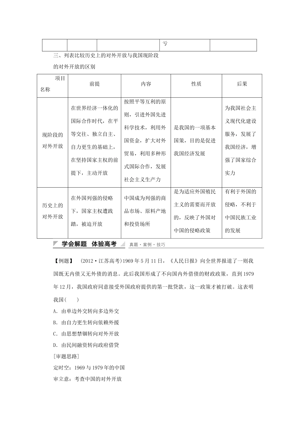 高中历史 第四单元 中国社会主义建设发展道路的探索单元学习总结 岳麓版必修2-岳麓版高一必修2历史试题_第3页