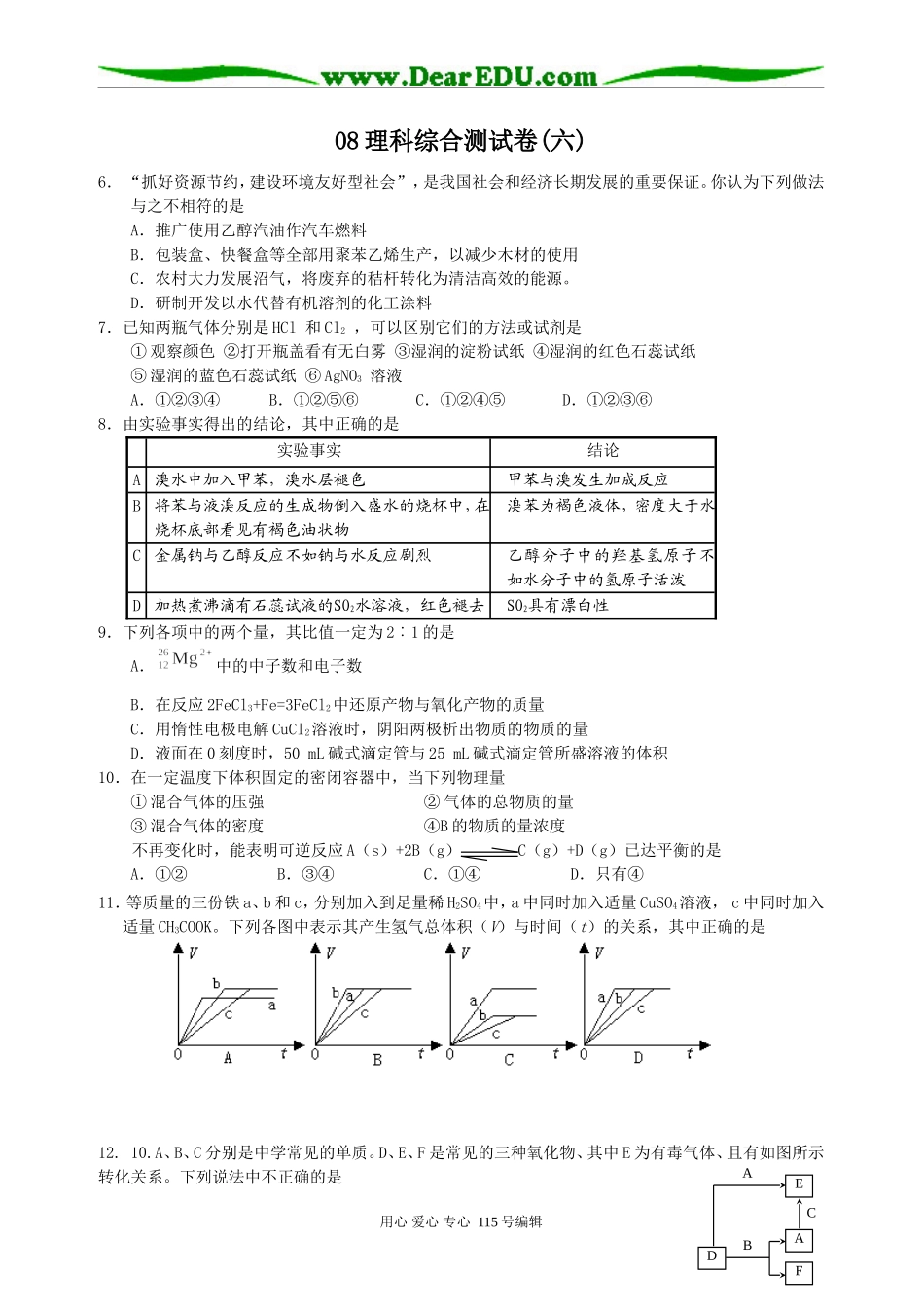 高考理综练习-6_第1页