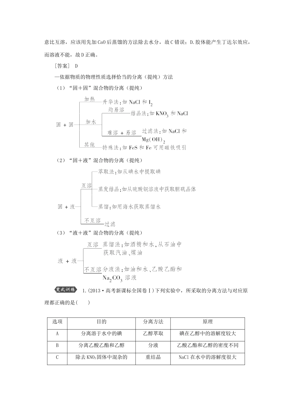 优化方案（教师用书）高考化学一轮复习 第一章 第二讲 物质的分离和提纯-人教版高三全册化学试题_第3页