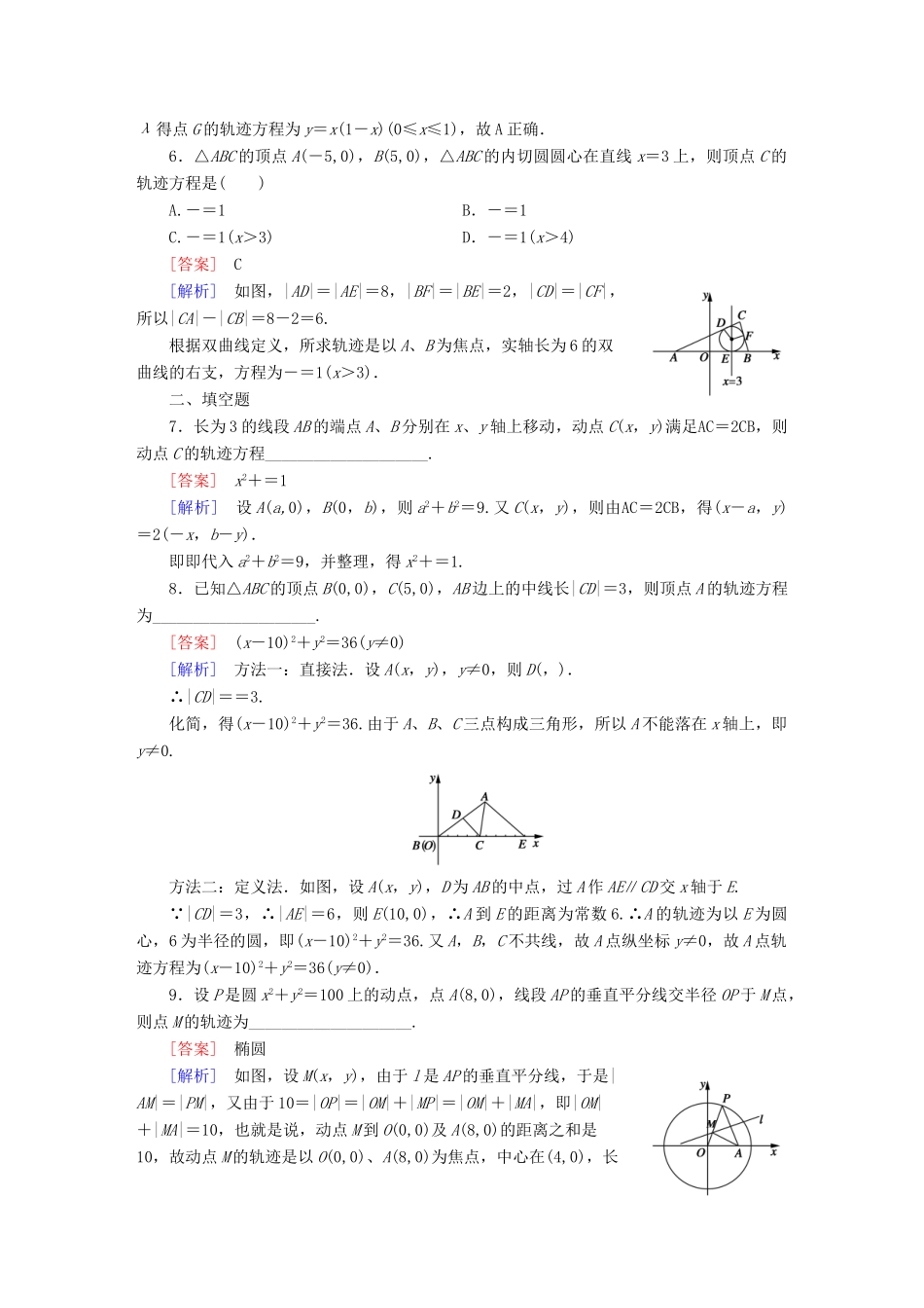 （新课标）高考数学一轮复习 第八章 解析几何 第9讲 曲线与方程(理)习题-人教版高三全册数学试题_第2页