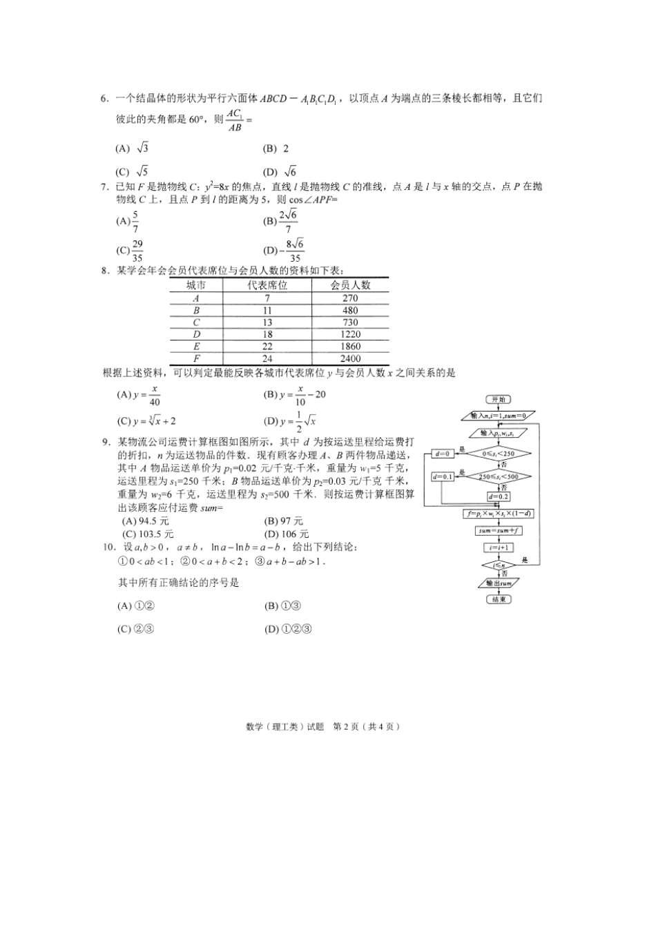 四川省 联测促改 活动高三数学第二轮测试试卷 理(扫描版，无答案)试卷_第2页