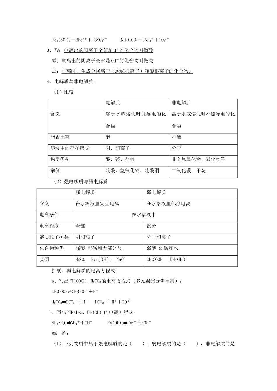 高一化学第二章 第二节电解质山东科技版知识精讲_第2页
