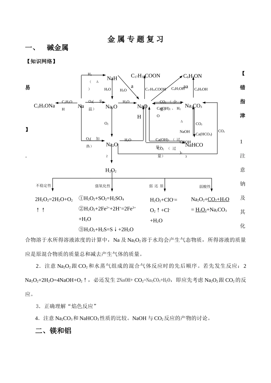 高一化学金属专题复习_第1页