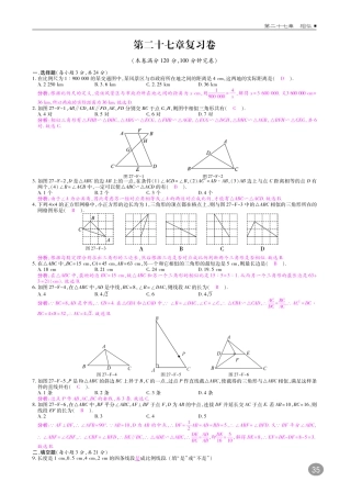 九年级数学下册 27 相似复习卷(pdf)(新版)新人教版试卷