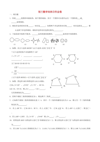 九年级数学 相似三角形双休日作业 人教新课标版试卷
