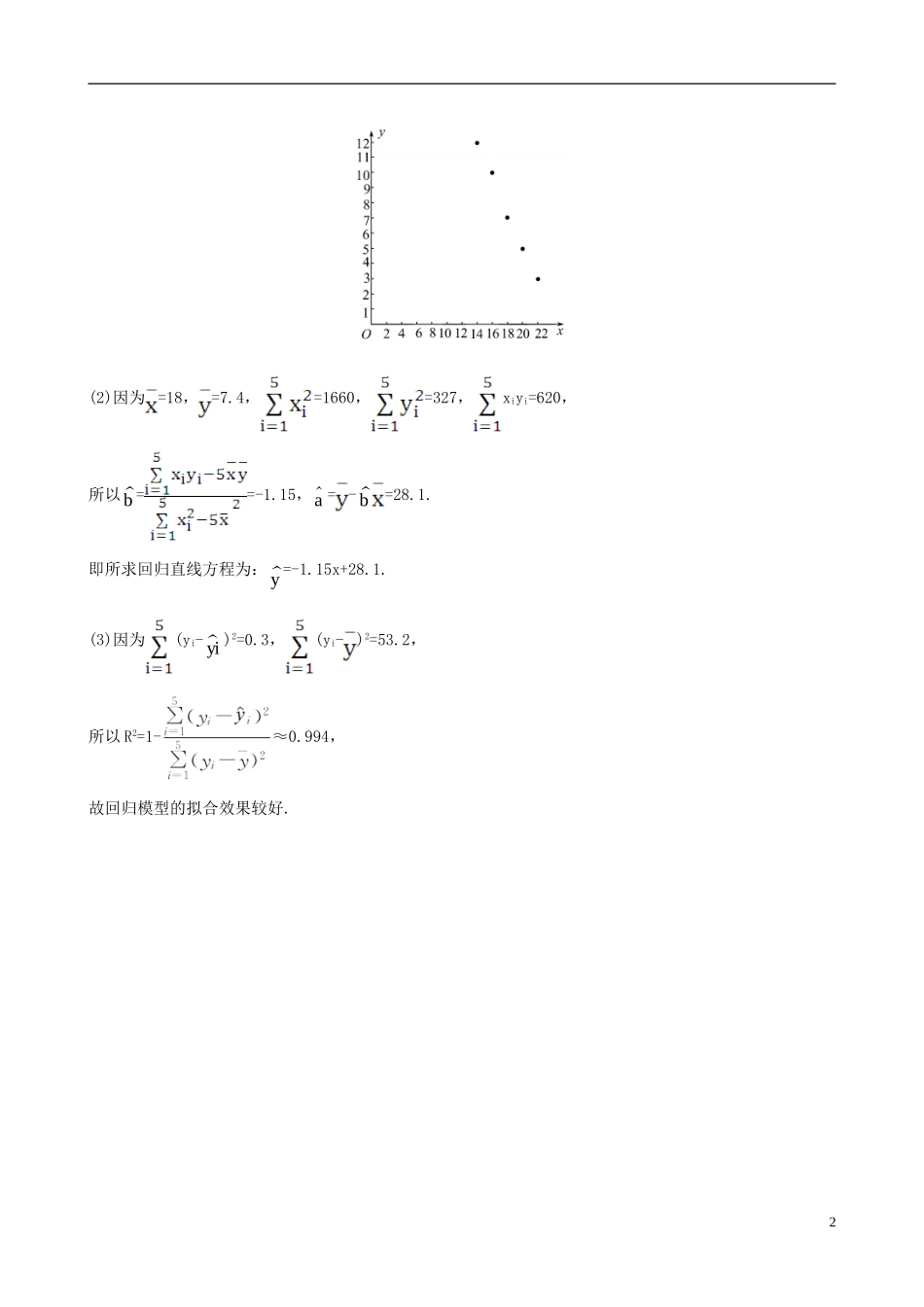 高中数学 第一章 统计案例 1.1 回归分析的基本思想及其初步应用课时自测 新人教A版选修1-2-新人教A版高二选修1-2数学试题_第2页