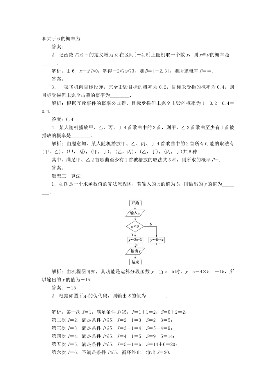 （江苏专版）高考数学二轮复习 14个填空题专项强化练（十四）统计、概率与算法-人教版高三全册数学试题_第2页