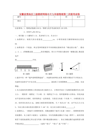 安徽省贵池区三九年级教研网络中片九年级物理第二次联考试卷试卷