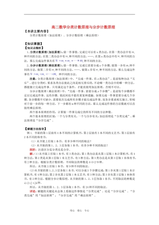 高二数学分类计数原理与分步计数原理知识精讲