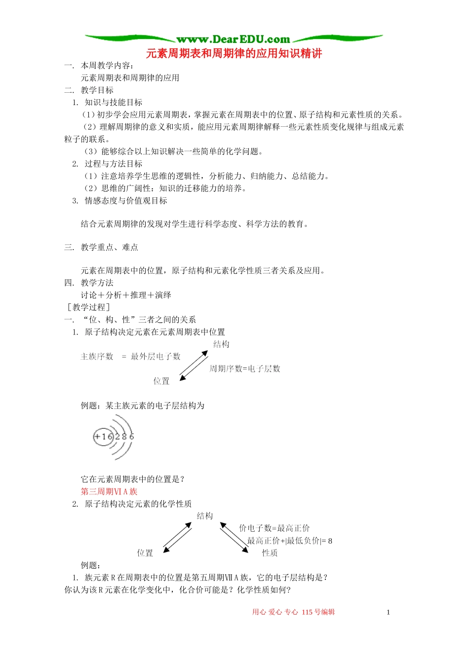 元素周期表和周期律的应用知识精讲 苏教版_第1页