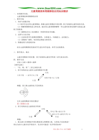 元素周期表和周期律的应用知识精讲 苏教版