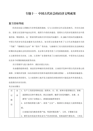 专题11  中国古代社会的经济文明成果